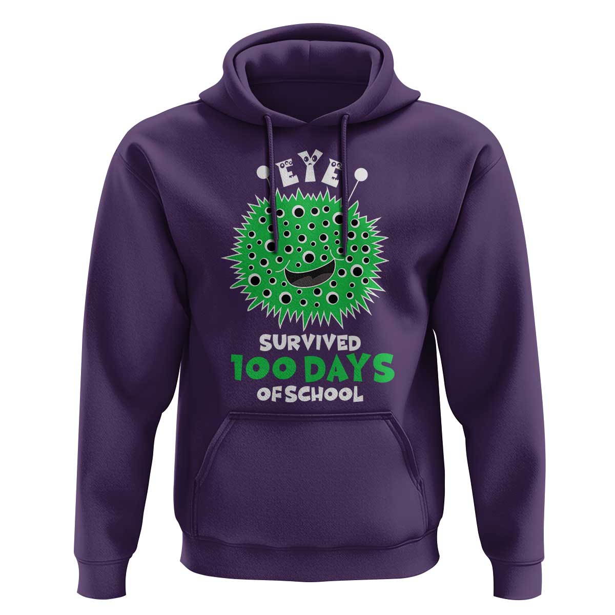 Funny Monster Virus Eye Survived 100 Days Of School Hoodie