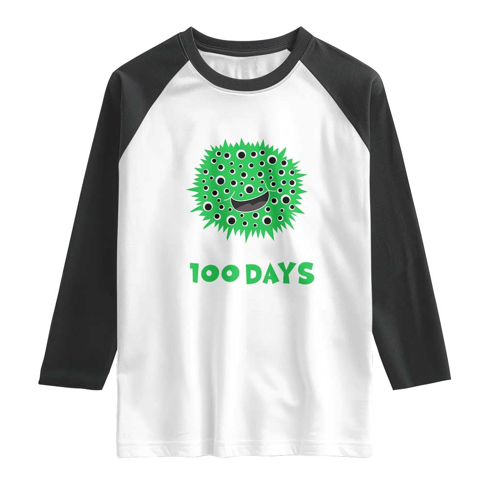 Funny Monster Virus Eye Survived 100 Days Of School Raglan Shirt