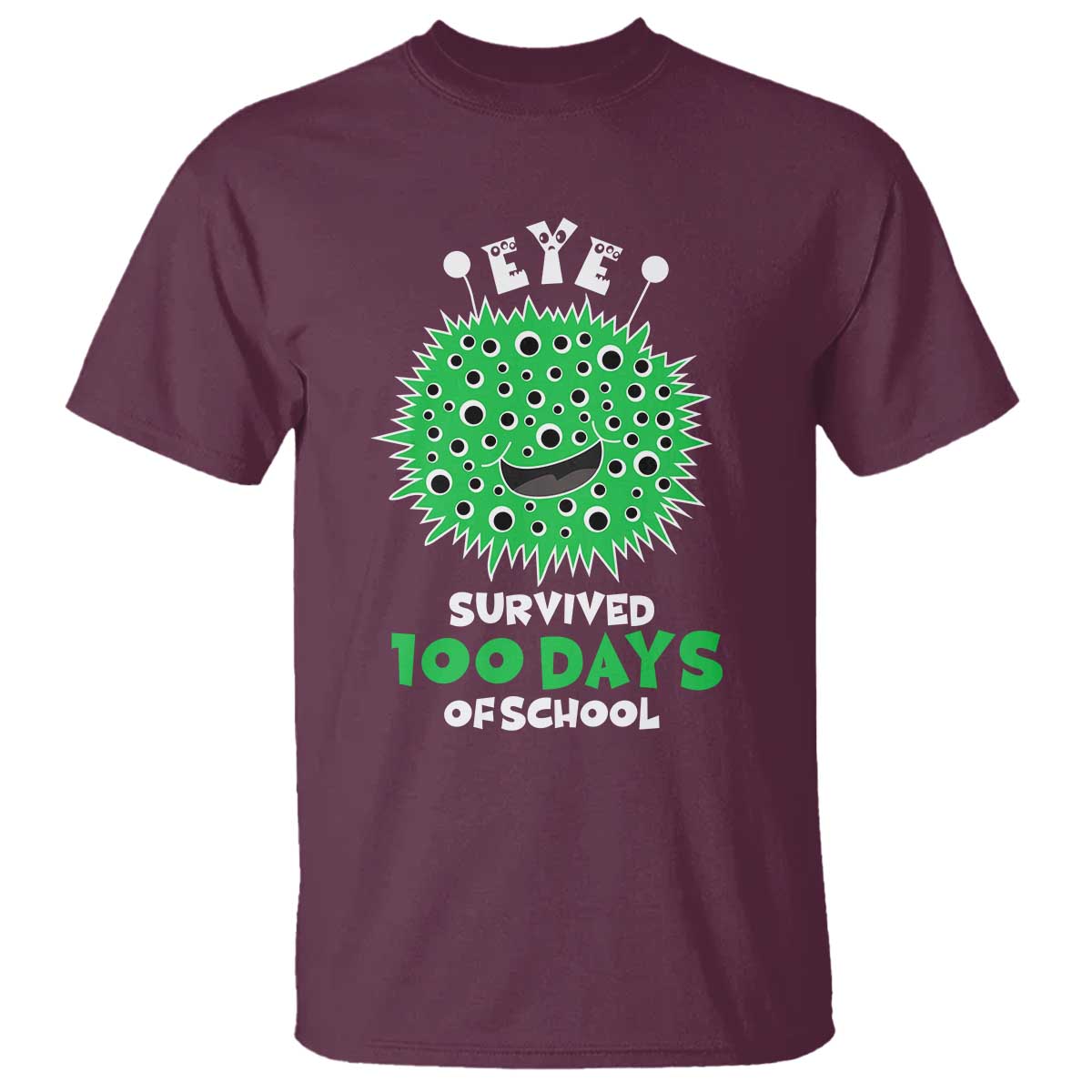 Funny Monster Virus Eye Survived 100 Days Of School T Shirt