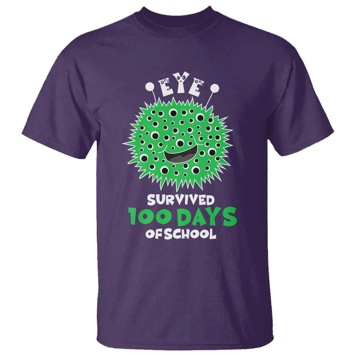 Funny Monster Virus Eye Survived 100 Days Of School T Shirt