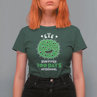 Funny Monster Virus Eye Survived 100 Days Of School T Shirt For Women