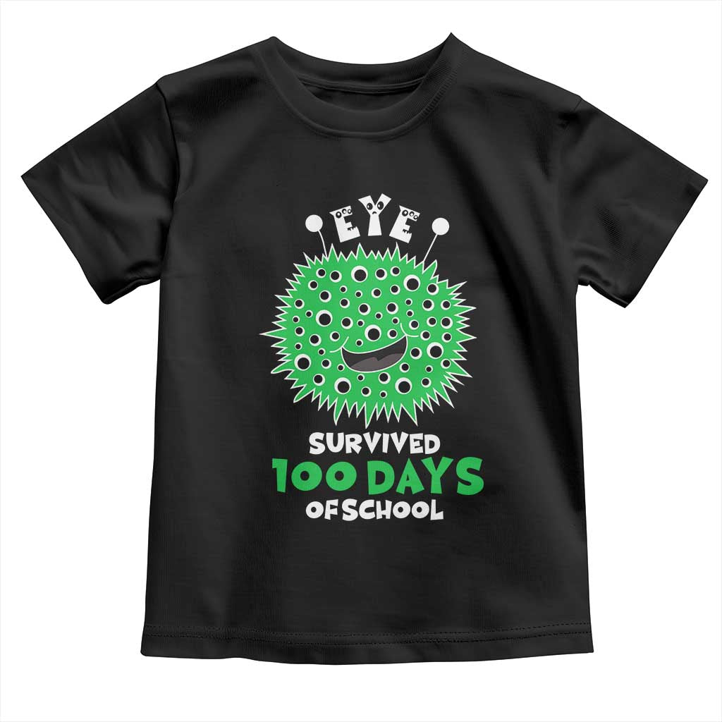 Funny Monster Virus Eye Survived 100 Days Of School Toddler T Shirt