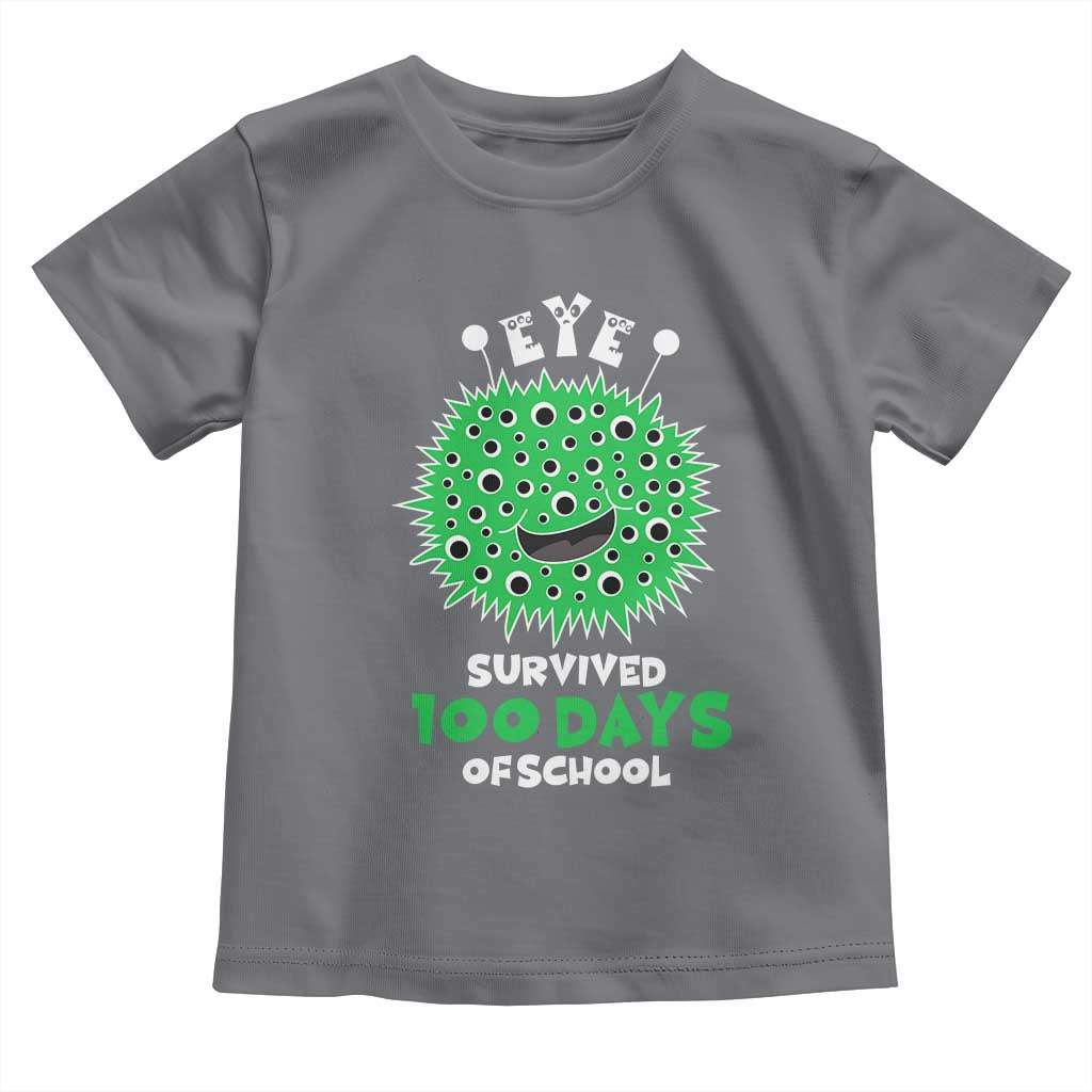 Funny Monster Virus Eye Survived 100 Days Of School Toddler T Shirt