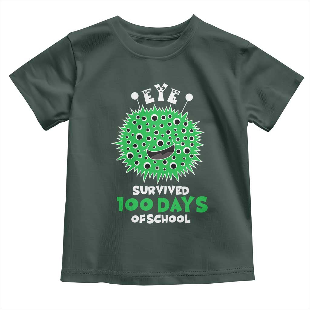 Funny Monster Virus Eye Survived 100 Days Of School Toddler T Shirt