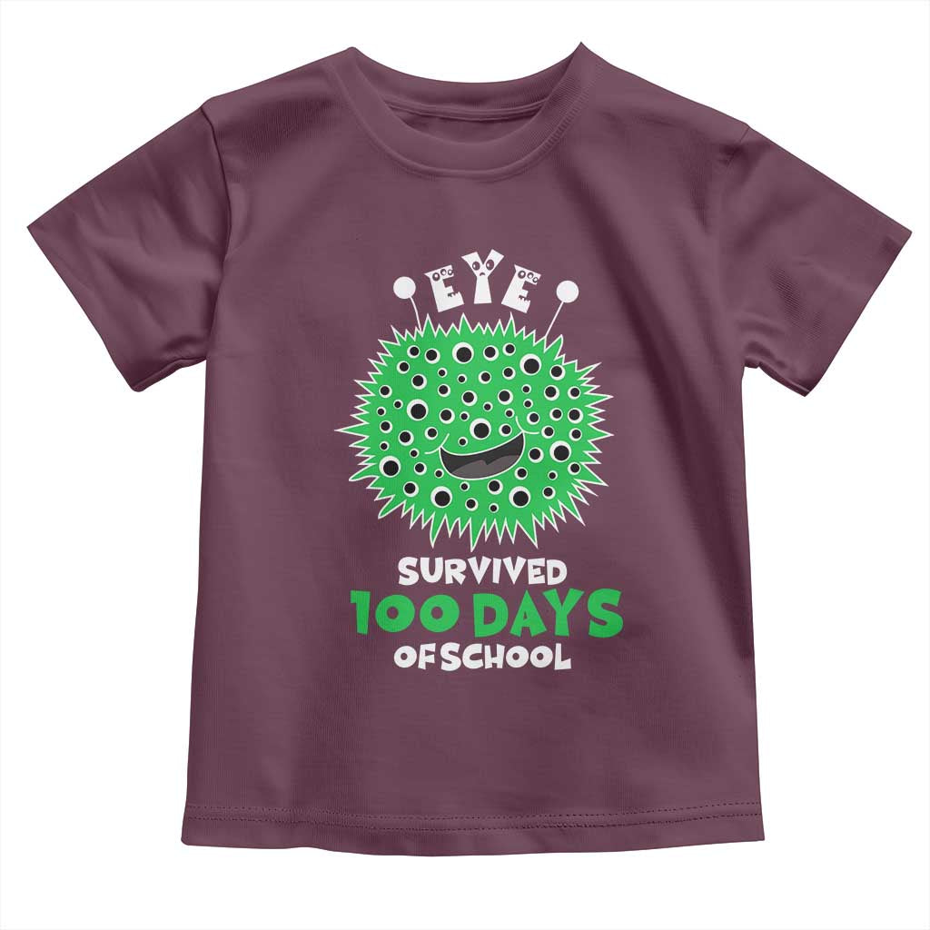Funny Monster Virus Eye Survived 100 Days Of School Toddler T Shirt