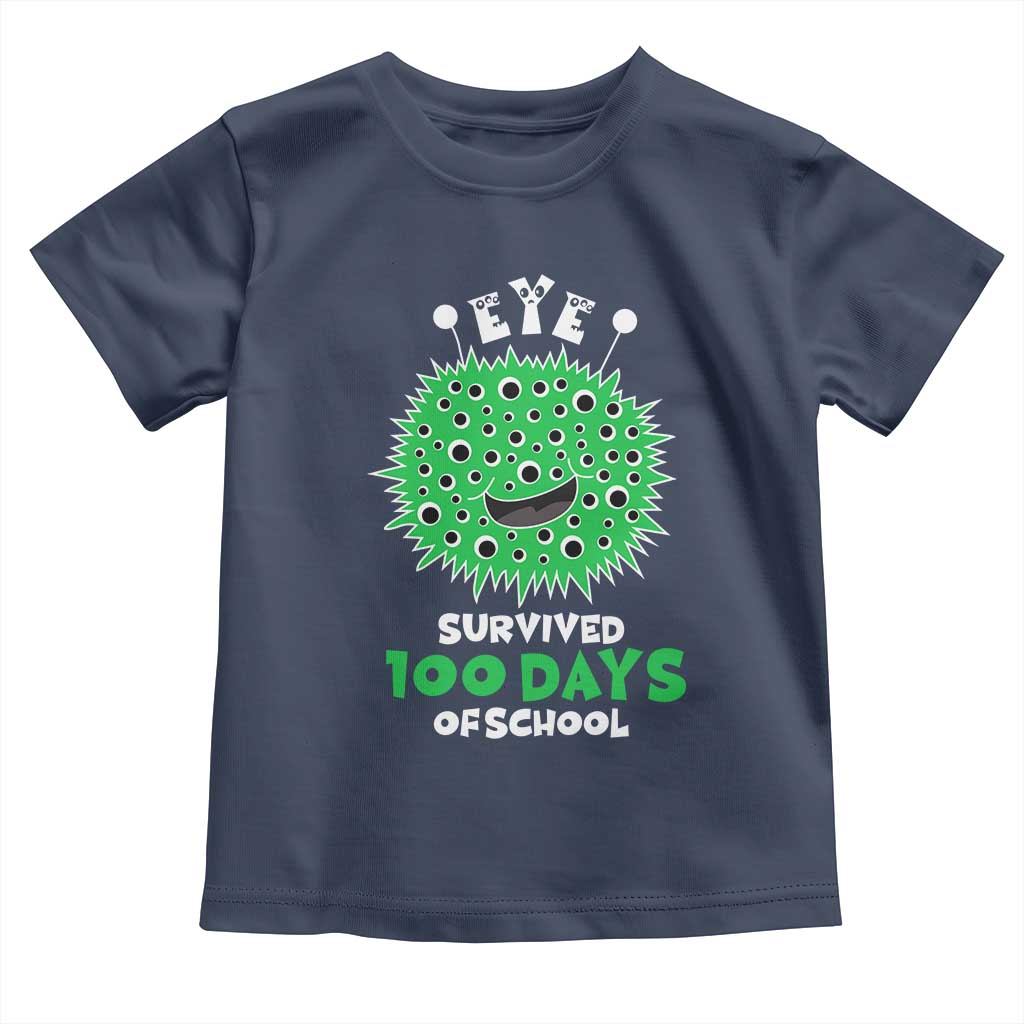 Funny Monster Virus Eye Survived 100 Days Of School Toddler T Shirt