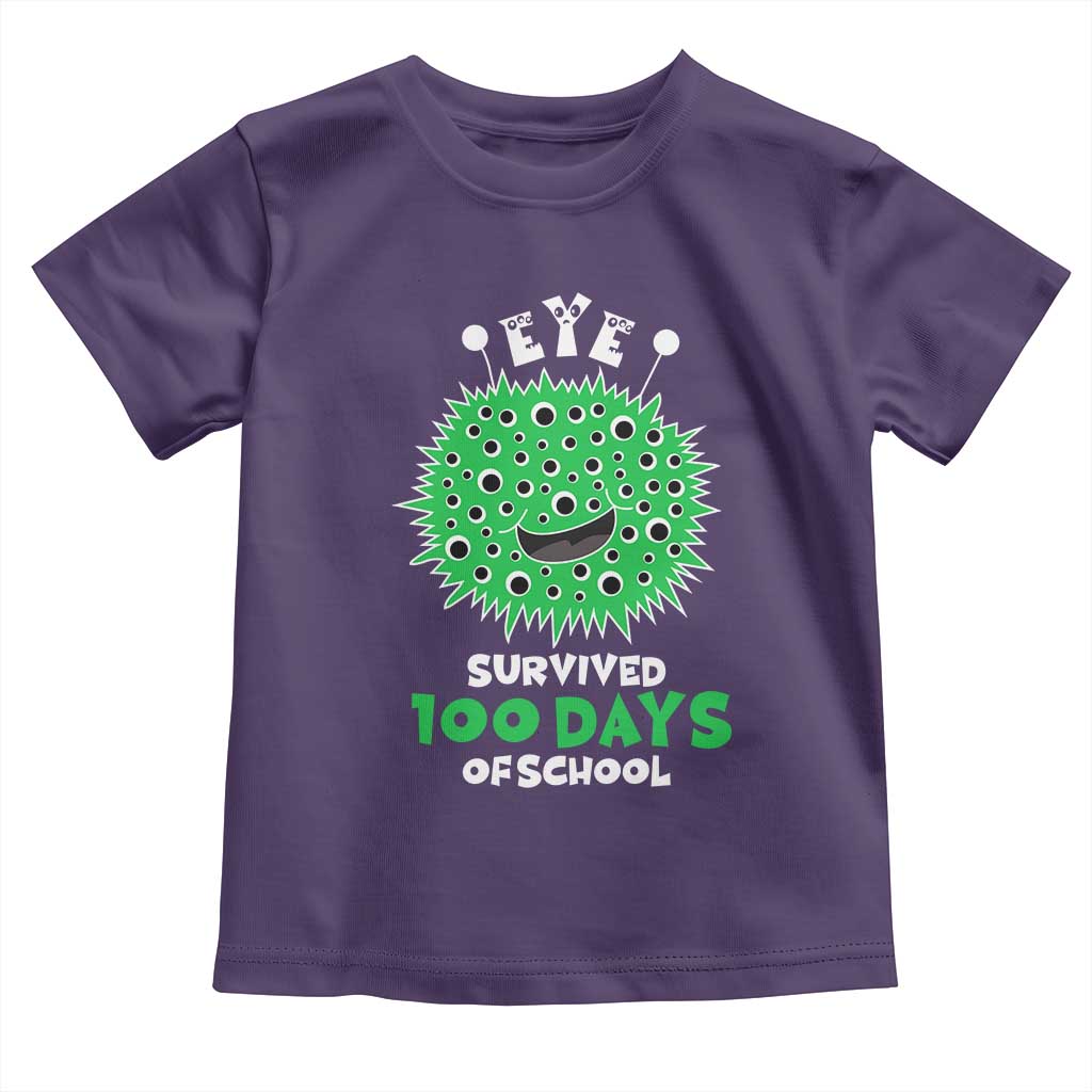 Funny Monster Virus Eye Survived 100 Days Of School Toddler T Shirt