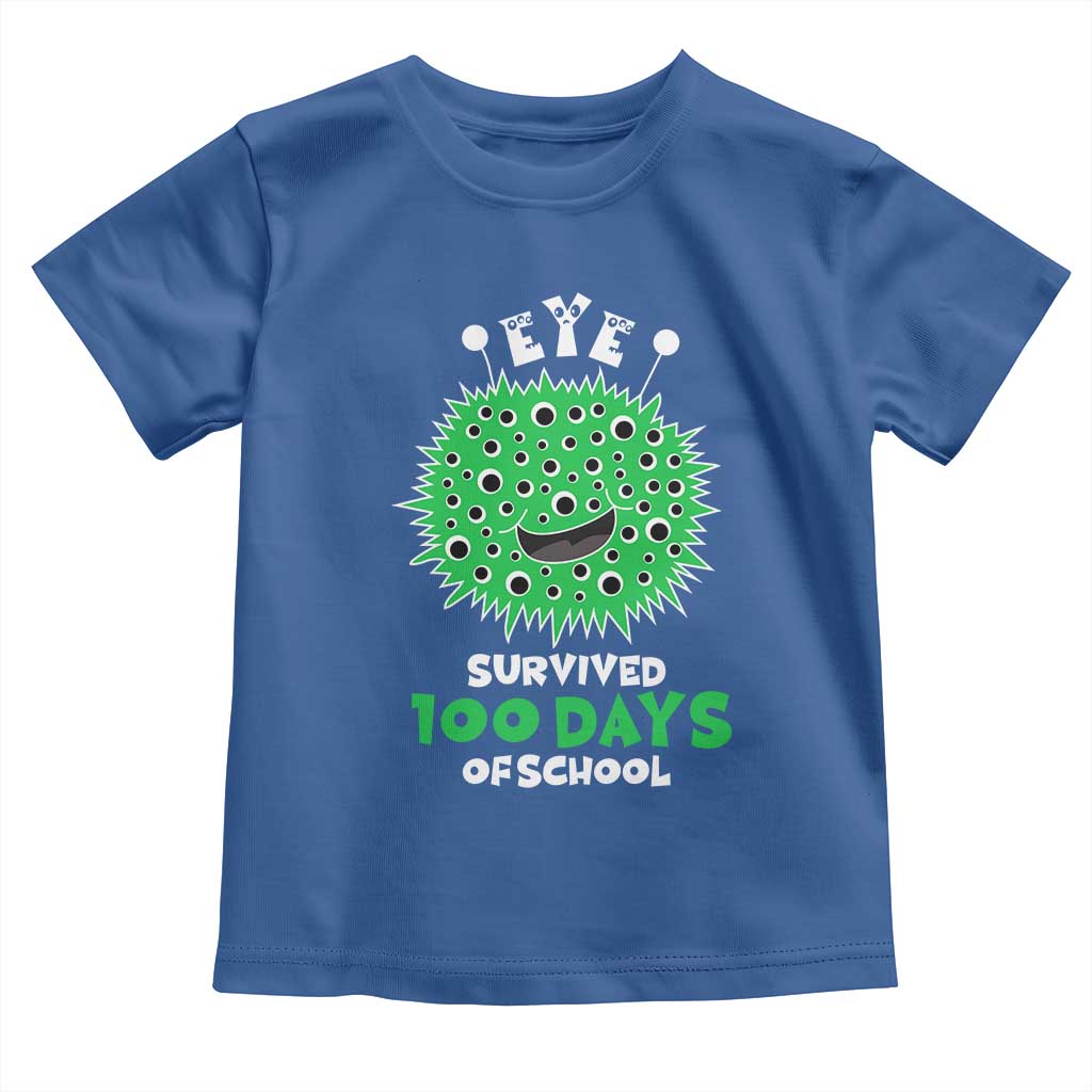 Funny Monster Virus Eye Survived 100 Days Of School Toddler T Shirt