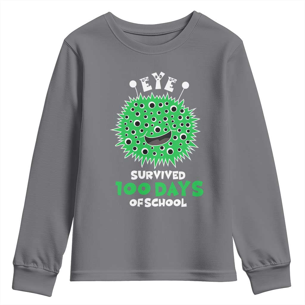 Funny Monster Virus Eye Survived 100 Days Of School Youth Sweatshirt