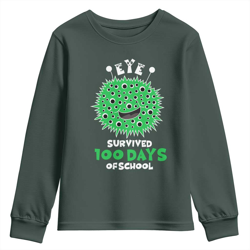 Funny Monster Virus Eye Survived 100 Days Of School Youth Sweatshirt