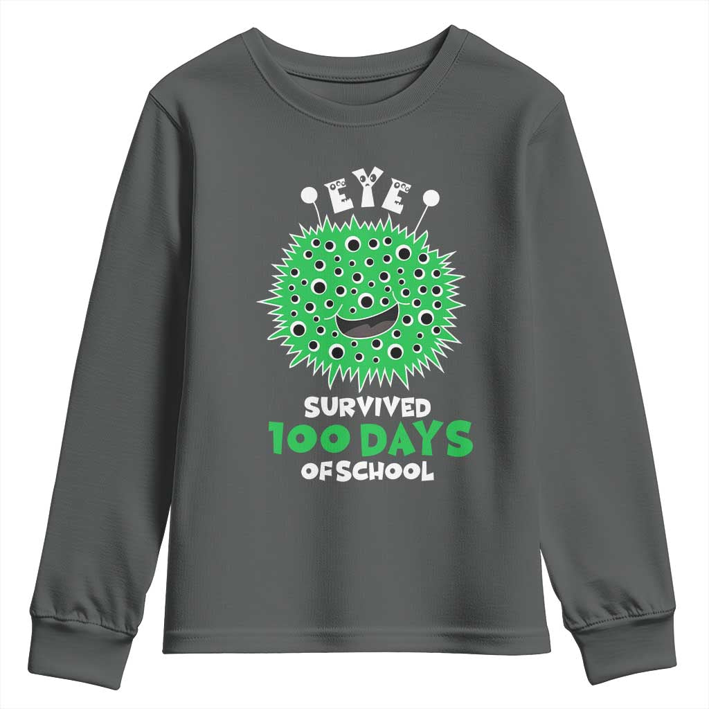 Funny Monster Virus Eye Survived 100 Days Of School Youth Sweatshirt