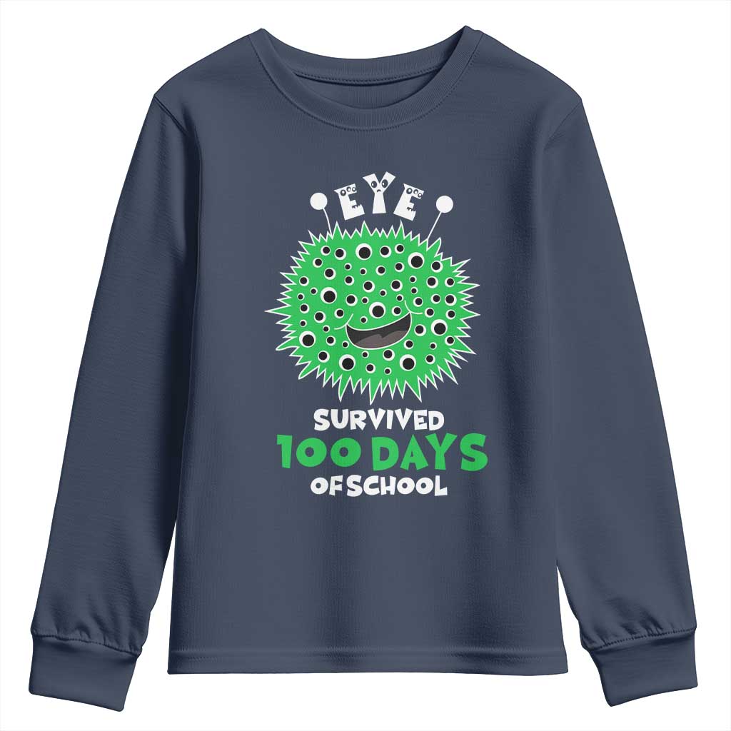 Funny Monster Virus Eye Survived 100 Days Of School Youth Sweatshirt
