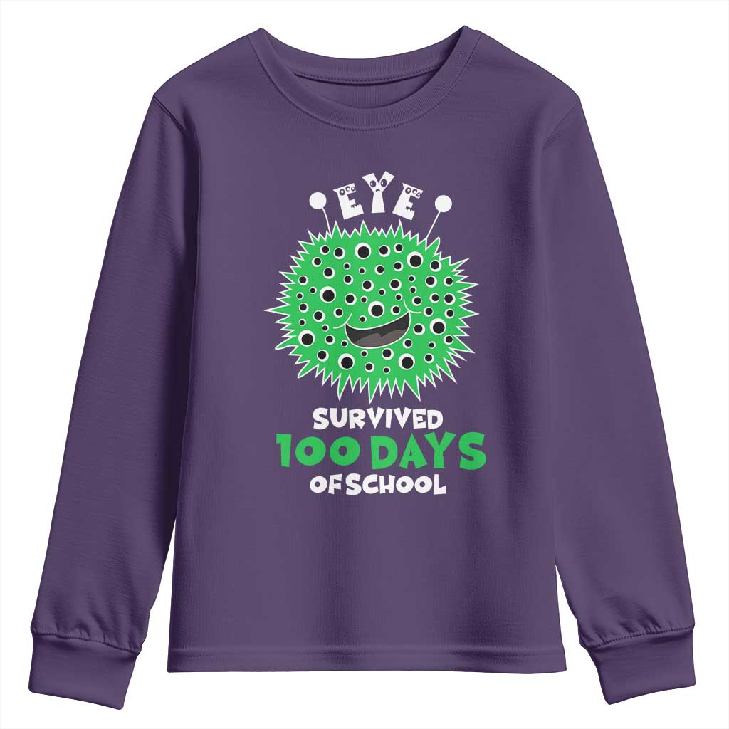 Funny Monster Virus Eye Survived 100 Days Of School Youth Sweatshirt