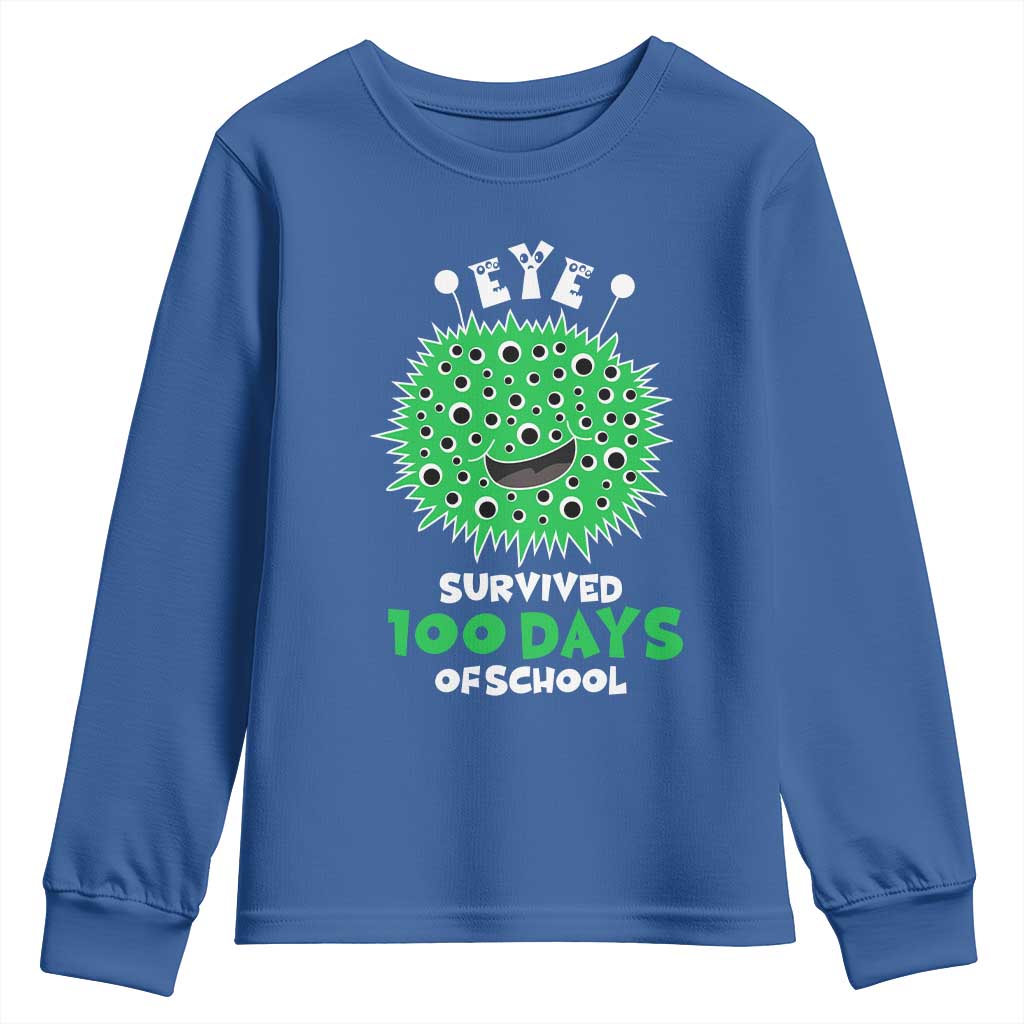 Funny Monster Virus Eye Survived 100 Days Of School Youth Sweatshirt