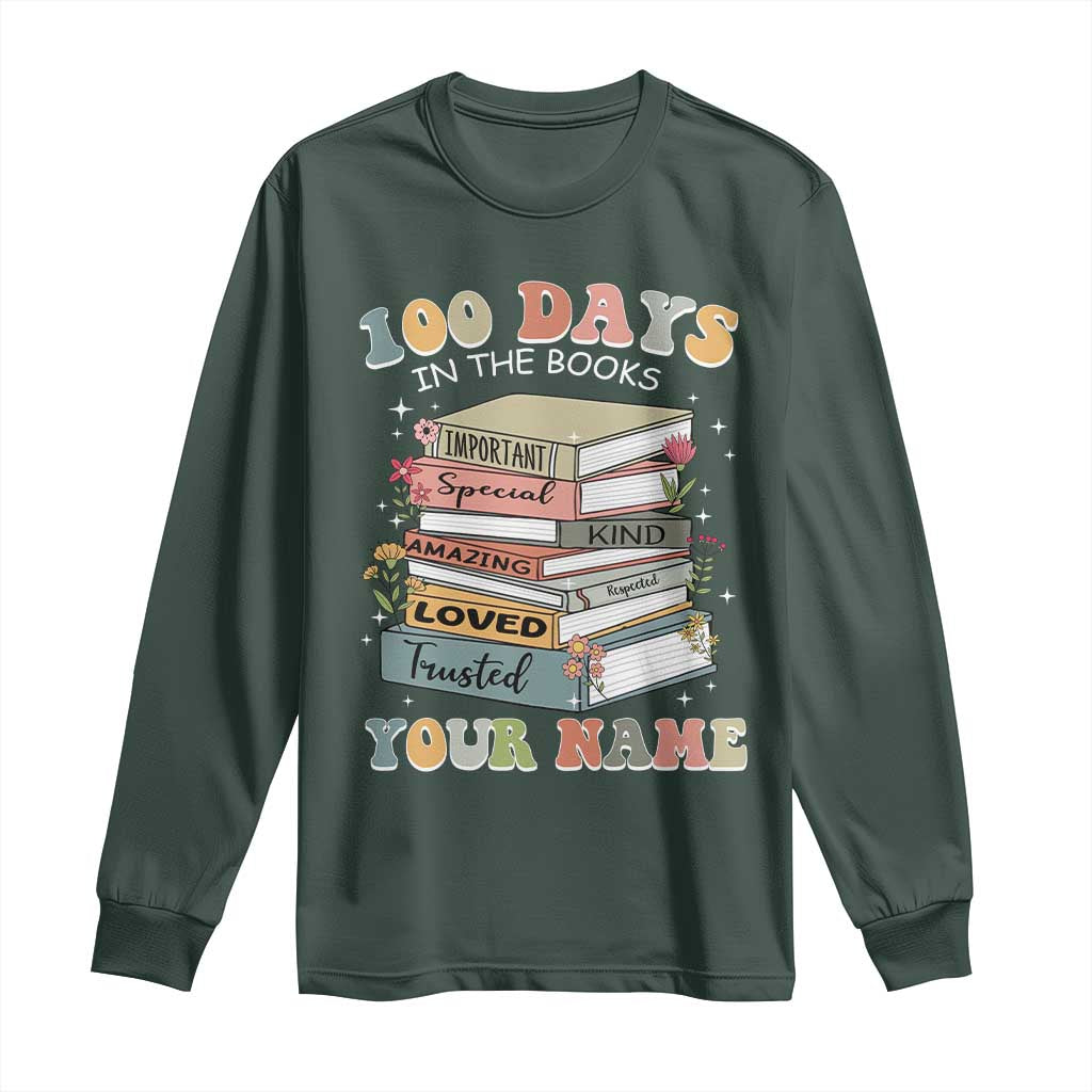 Personalized 100 Days In The Books Long Sleeve Shirt Custom Name Mr Mrs Teachers 100th Days Of School