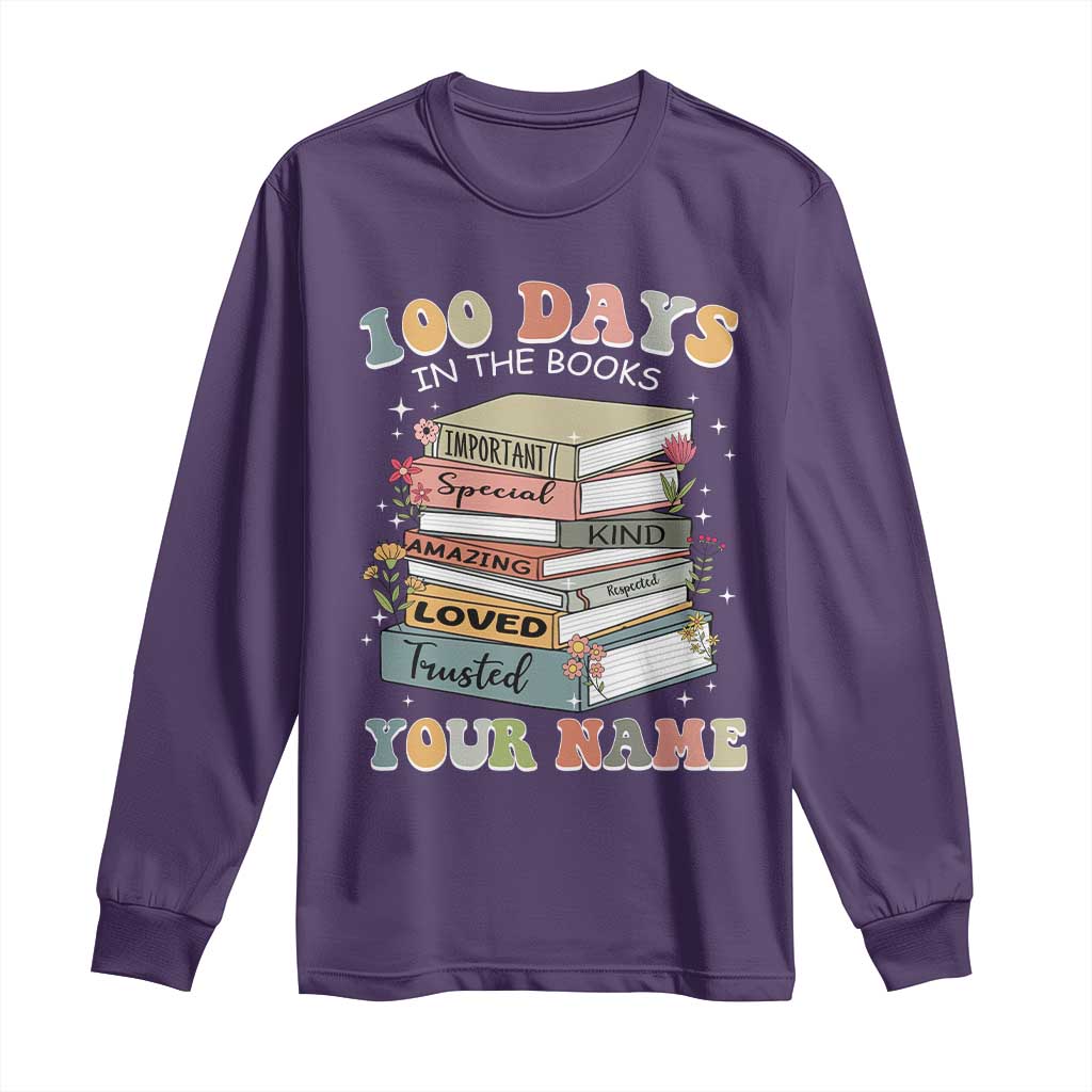 Personalized 100 Days In The Books Long Sleeve Shirt Custom Name Mr Mrs Teachers 100th Days Of School
