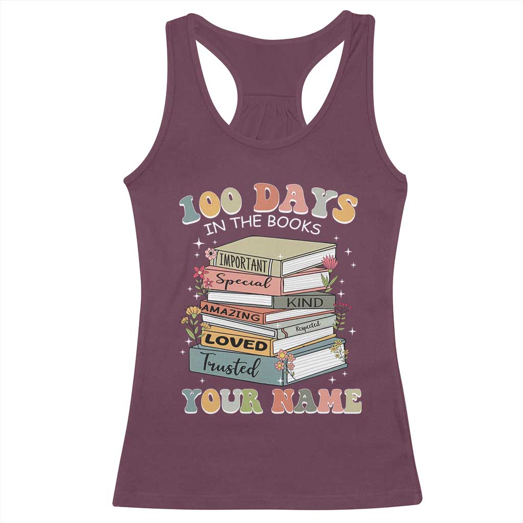 Personalized 100 Days In The Books Racerback Tank Top Custom Name Mr Mrs Teachers 100th Days Of School