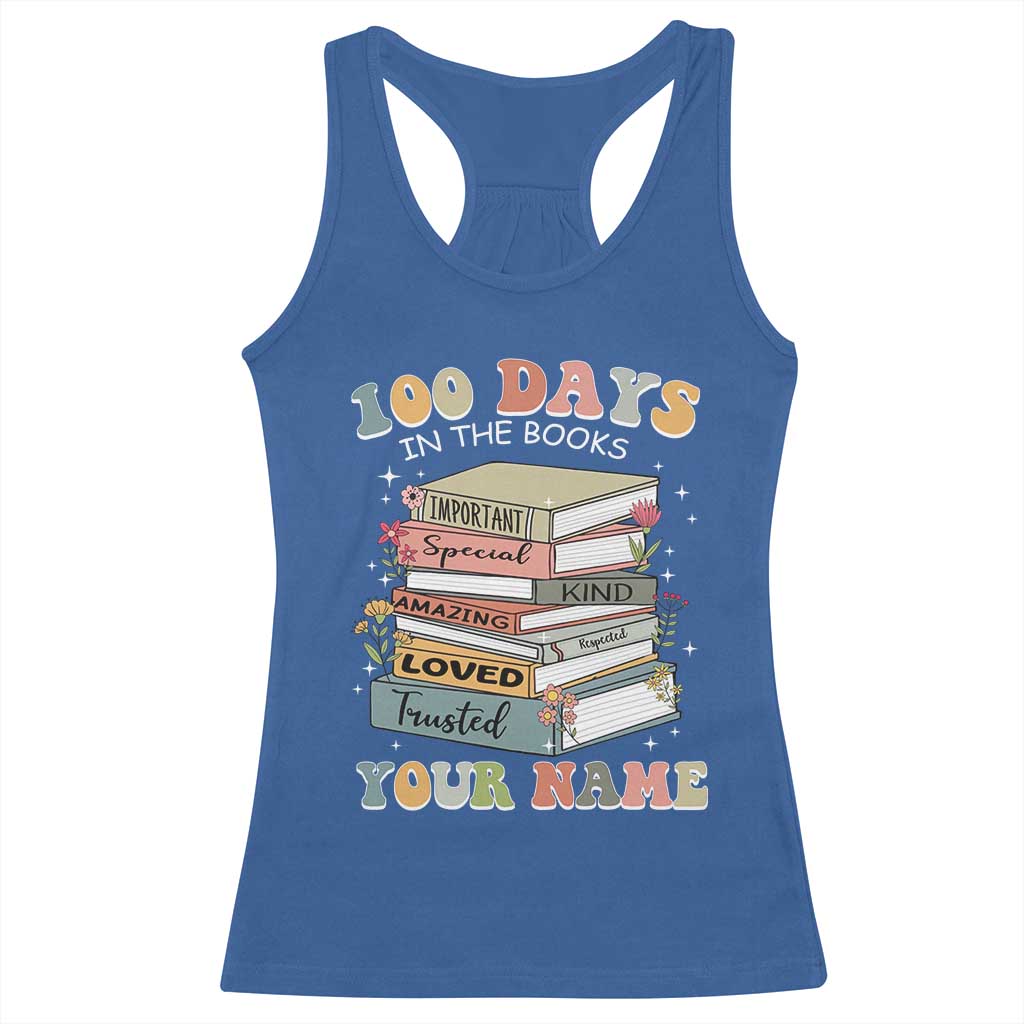 Personalized 100 Days In The Books Racerback Tank Top Custom Name Mr Mrs Teachers 100th Days Of School