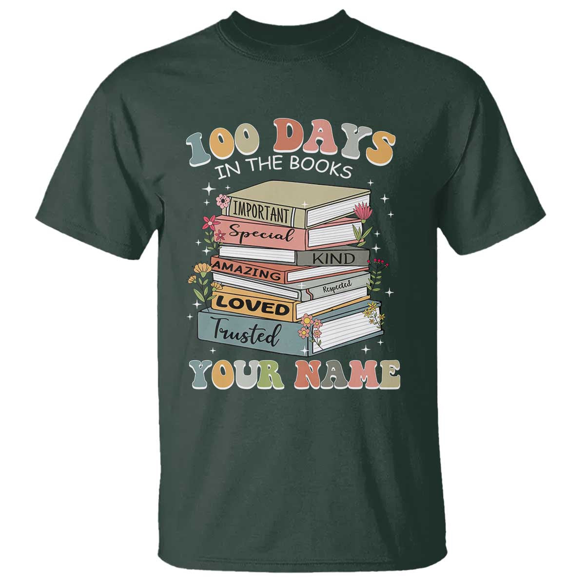 Personalized 100 Days In The Books T Shirt Custom Name Mr Mrs Teachers 100th Days Of School