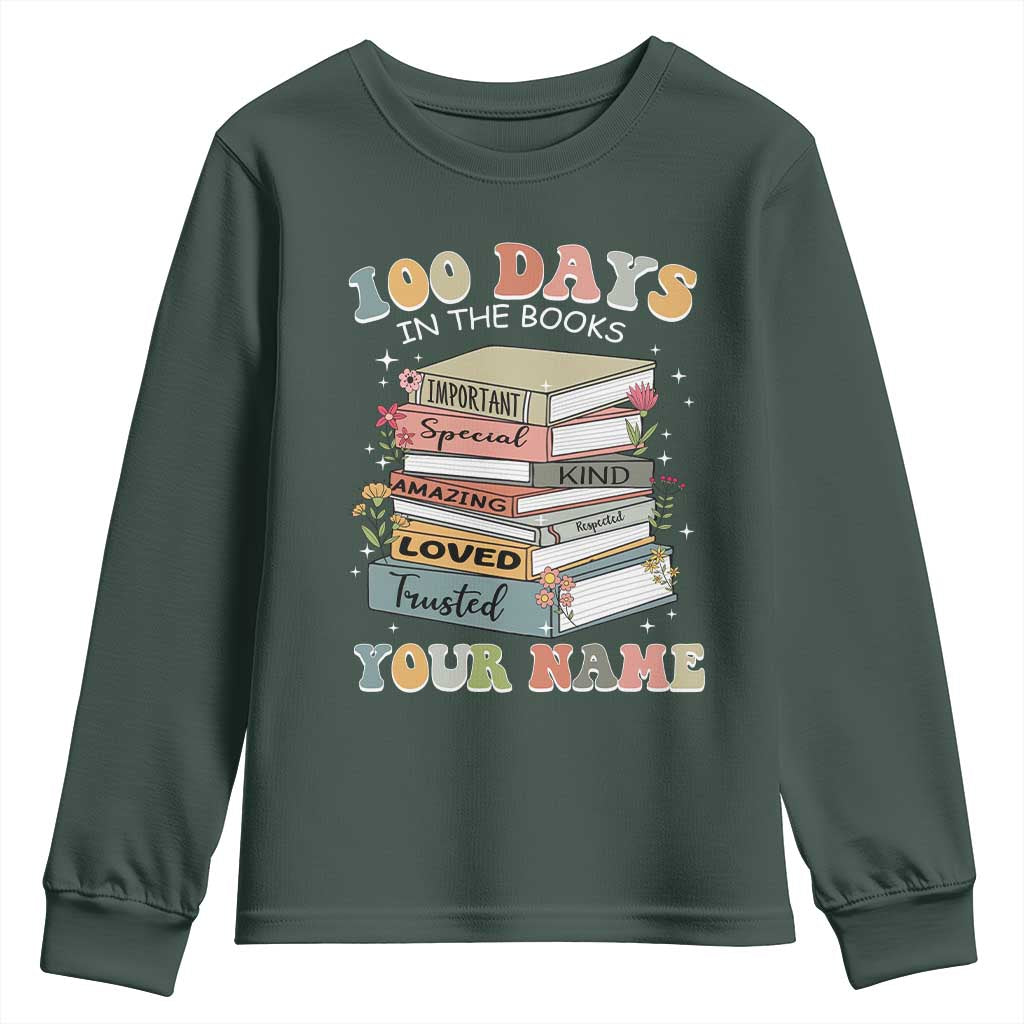 Personalized 100 Days In The Books Youth Sweatshirt Custom Name Mr Mrs Teachers 100th Days Of School