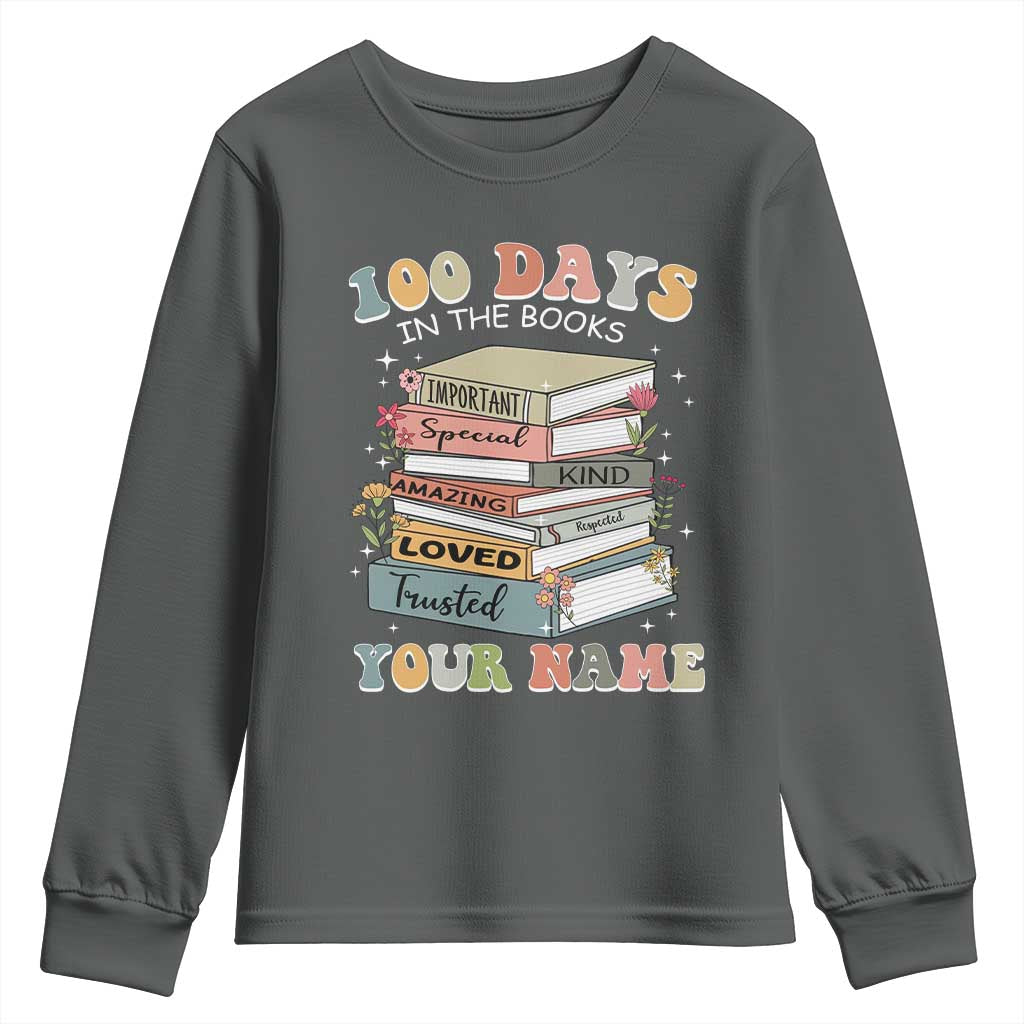 Personalized 100 Days In The Books Youth Sweatshirt Custom Name Mr Mrs Teachers 100th Days Of School