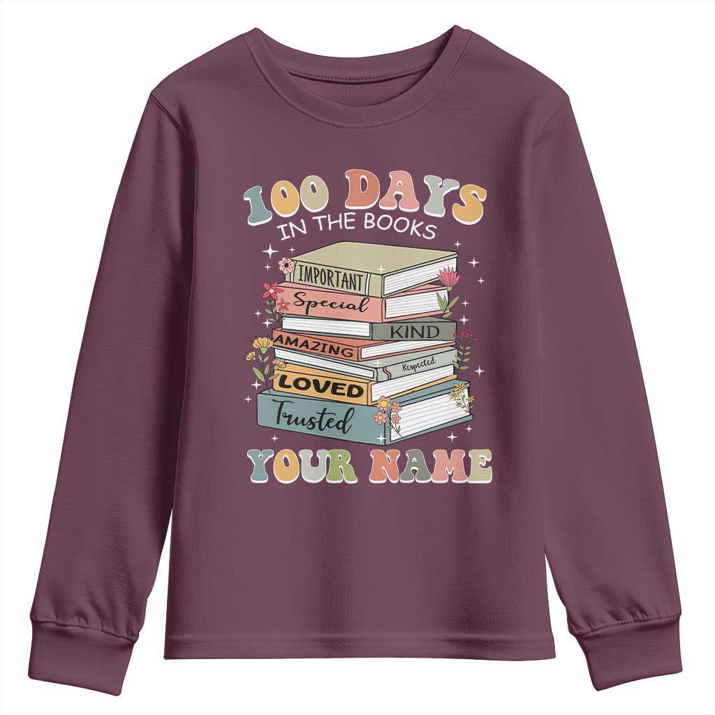 Personalized 100 Days In The Books Youth Sweatshirt Custom Name Mr Mrs Teachers 100th Days Of School