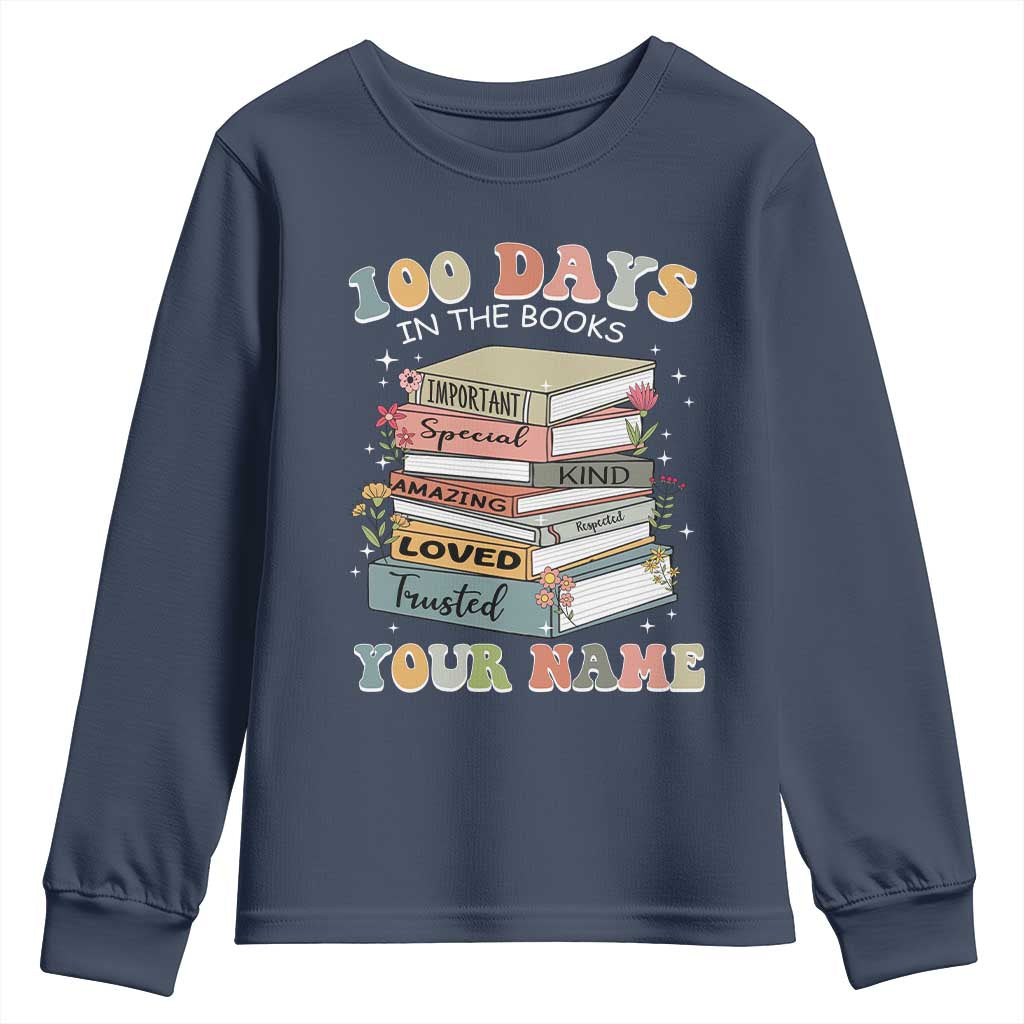 Personalized 100 Days In The Books Youth Sweatshirt Custom Name Mr Mrs Teachers 100th Days Of School
