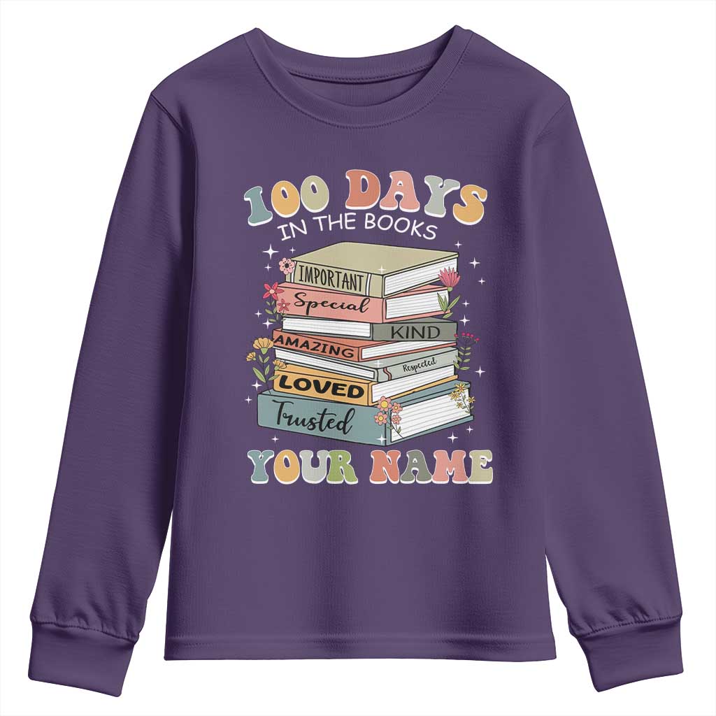 Personalized 100 Days In The Books Youth Sweatshirt Custom Name Mr Mrs Teachers 100th Days Of School