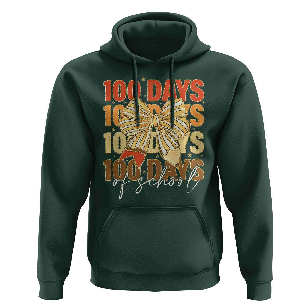 100 Days Of School Coquette Pencil Bow Hoodie