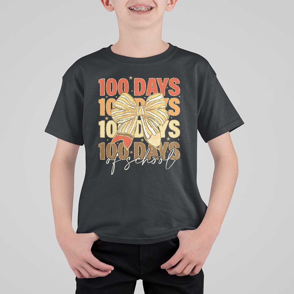 100 Days Of School Coquette Pencil Bow T Shirt For Kid