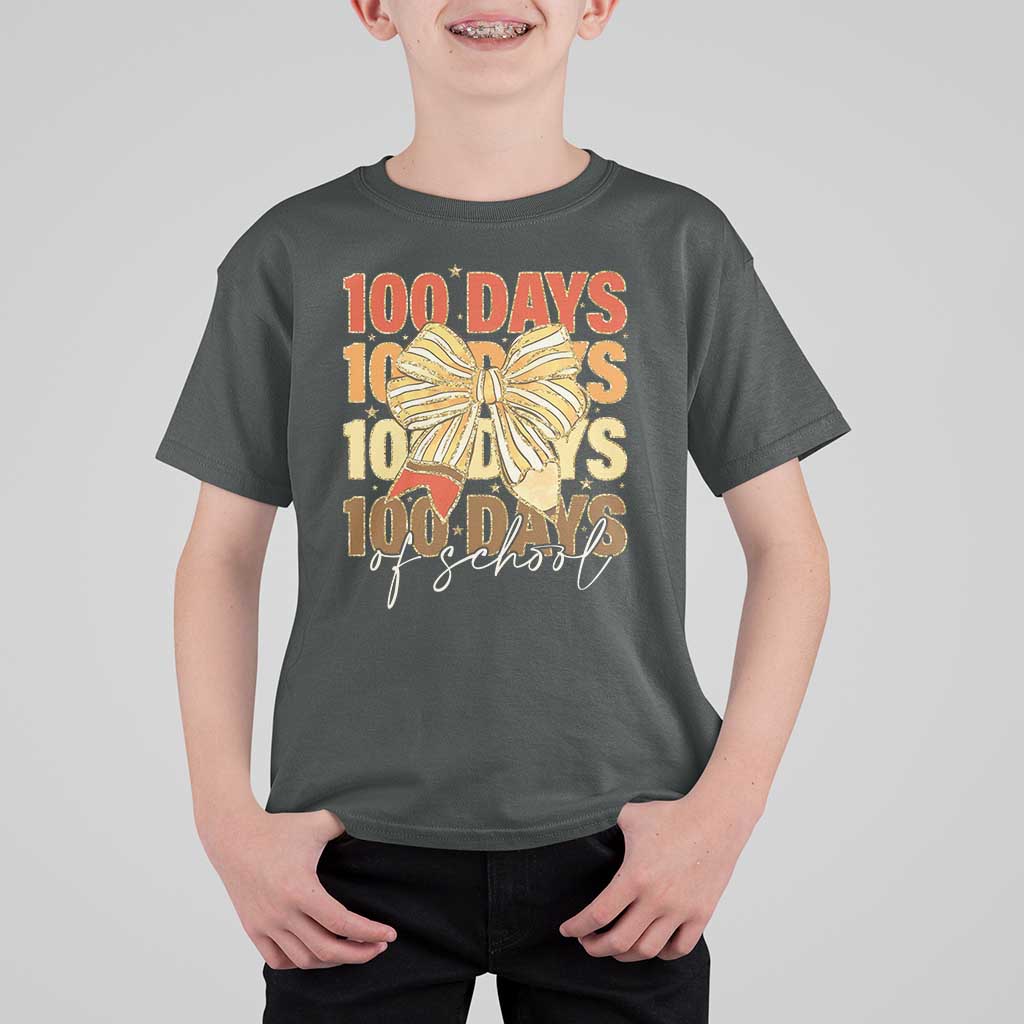100 Days Of School Coquette Pencil Bow T Shirt For Kid