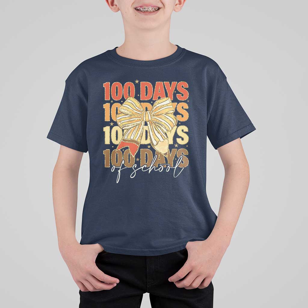 100 Days Of School Coquette Pencil Bow T Shirt For Kid