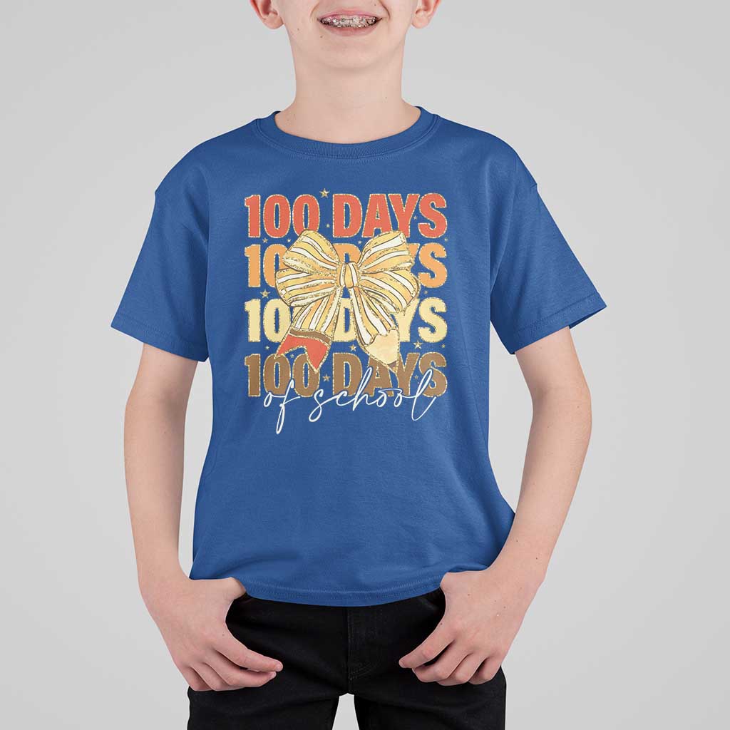 100 Days Of School Coquette Pencil Bow T Shirt For Kid