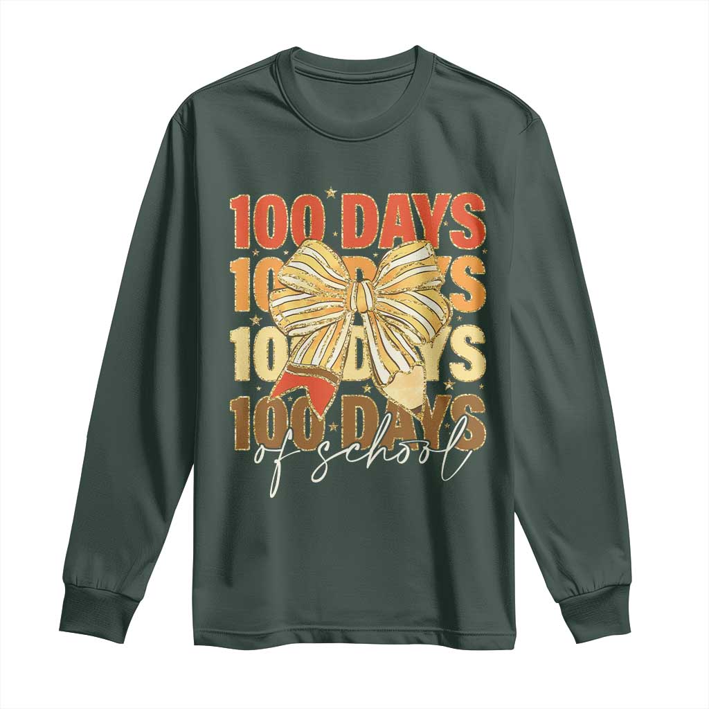 100 Days Of School Coquette Pencil Bow Long Sleeve Shirt