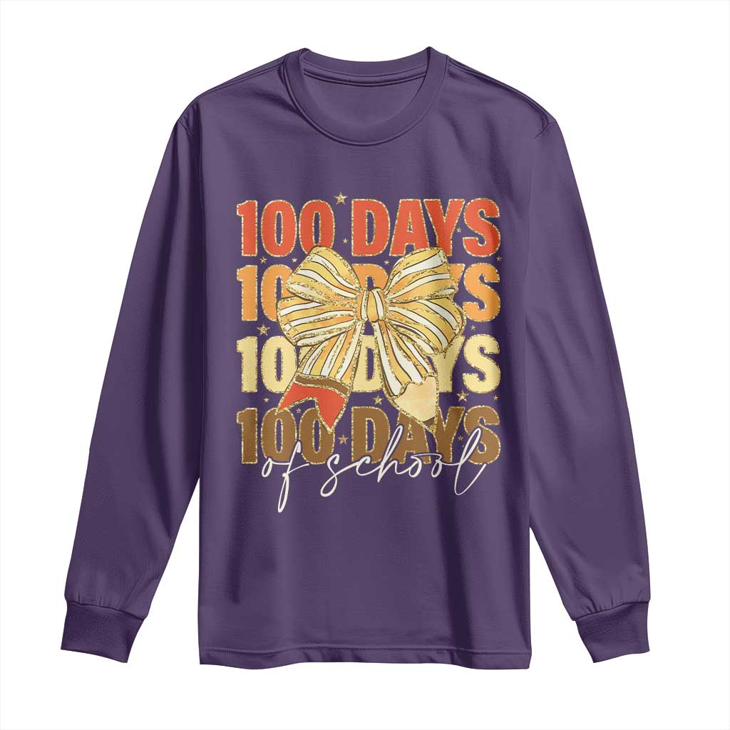 100 Days Of School Coquette Pencil Bow Long Sleeve Shirt