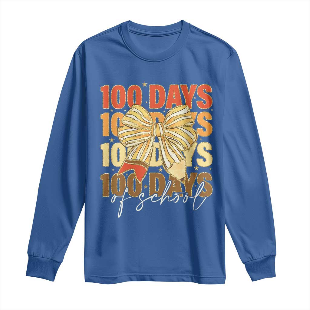 100 Days Of School Coquette Pencil Bow Long Sleeve Shirt