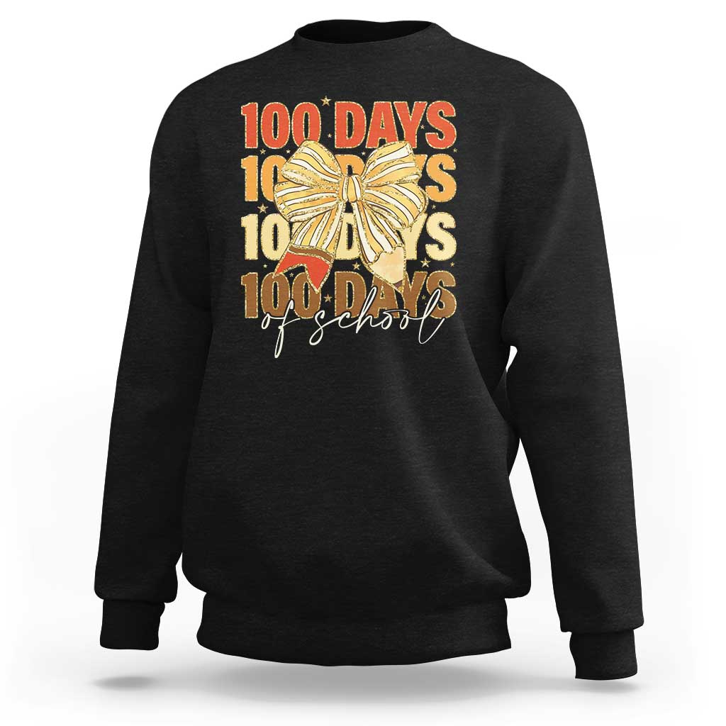 100 Days Of School Coquette Pencil Bow Sweatshirt
