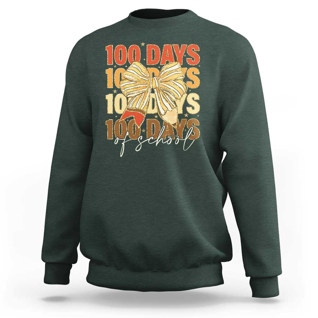 100 Days Of School Coquette Pencil Bow Sweatshirt