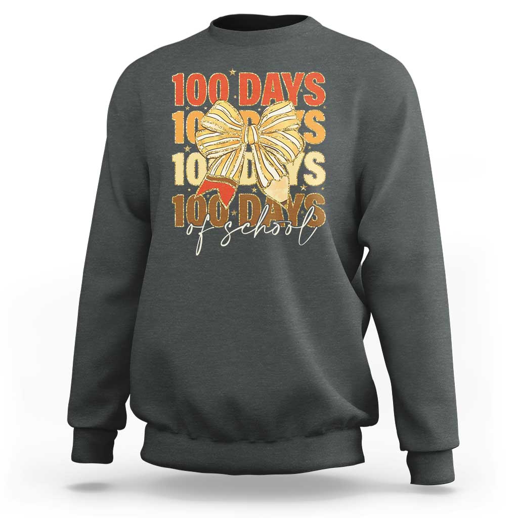 100 Days Of School Coquette Pencil Bow Sweatshirt