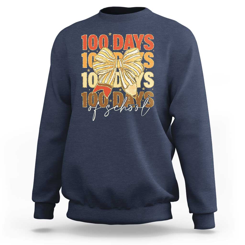 100 Days Of School Coquette Pencil Bow Sweatshirt