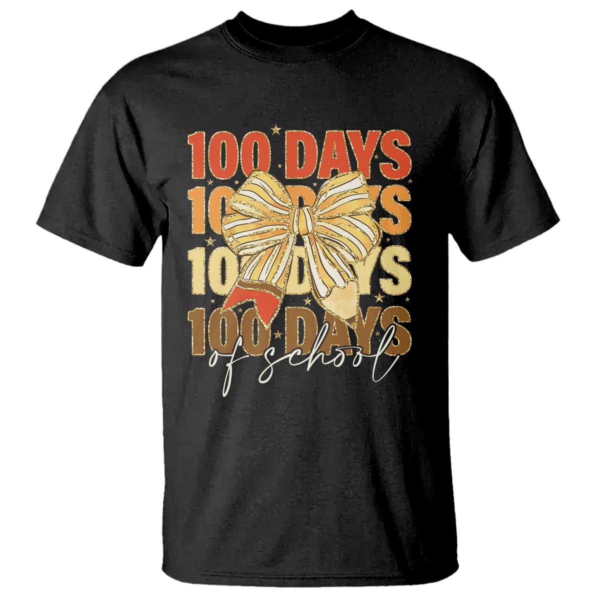 100 Days Of School Coquette Pencil Bow T Shirt