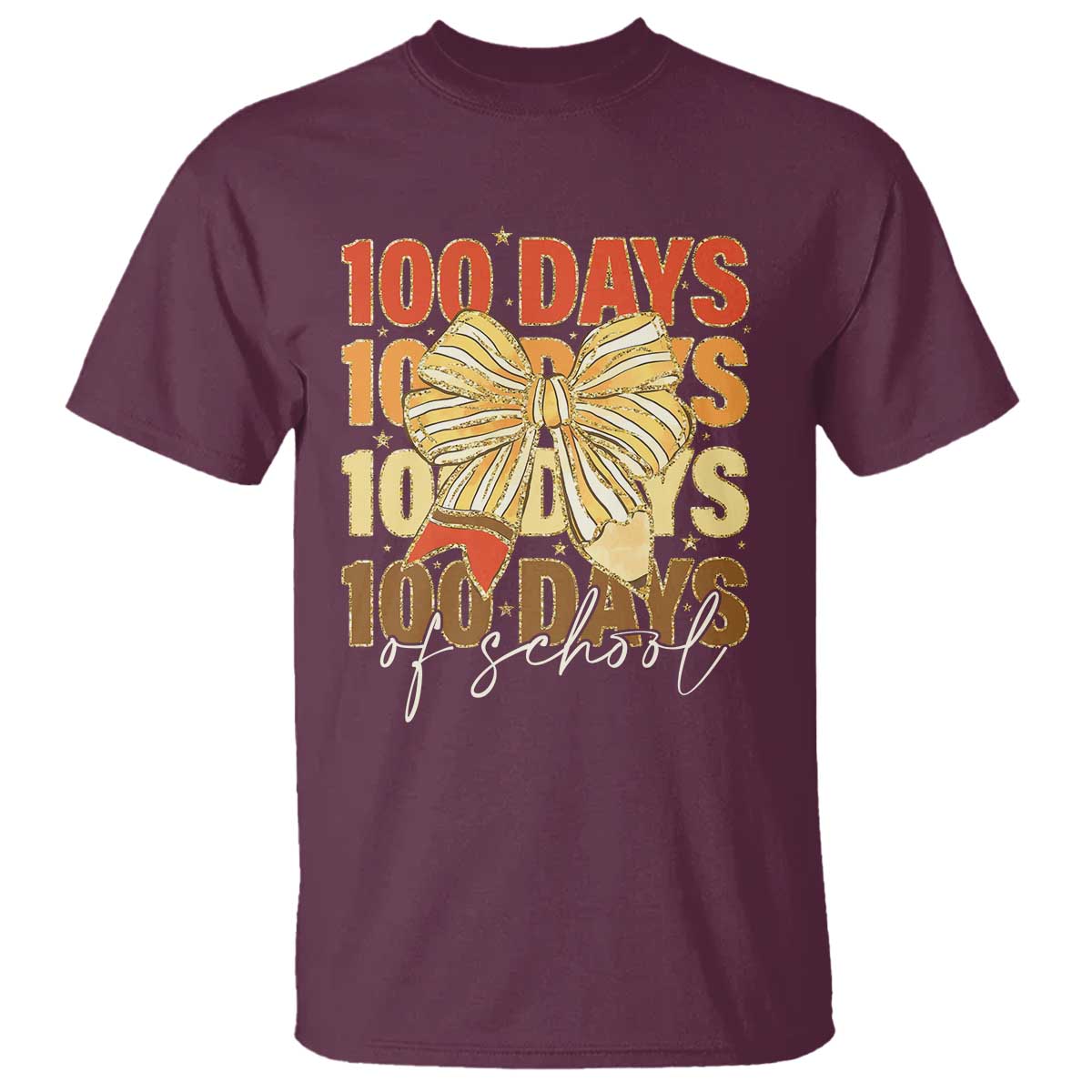100 Days Of School Coquette Pencil Bow T Shirt