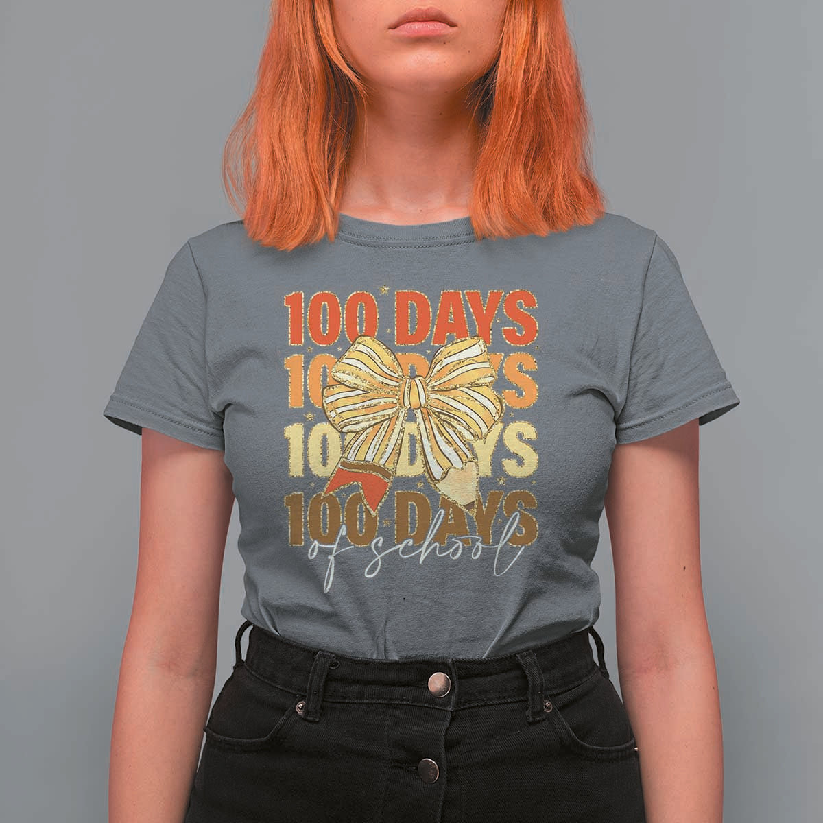 100 Days Of School Coquette Pencil Bow T Shirt For Women