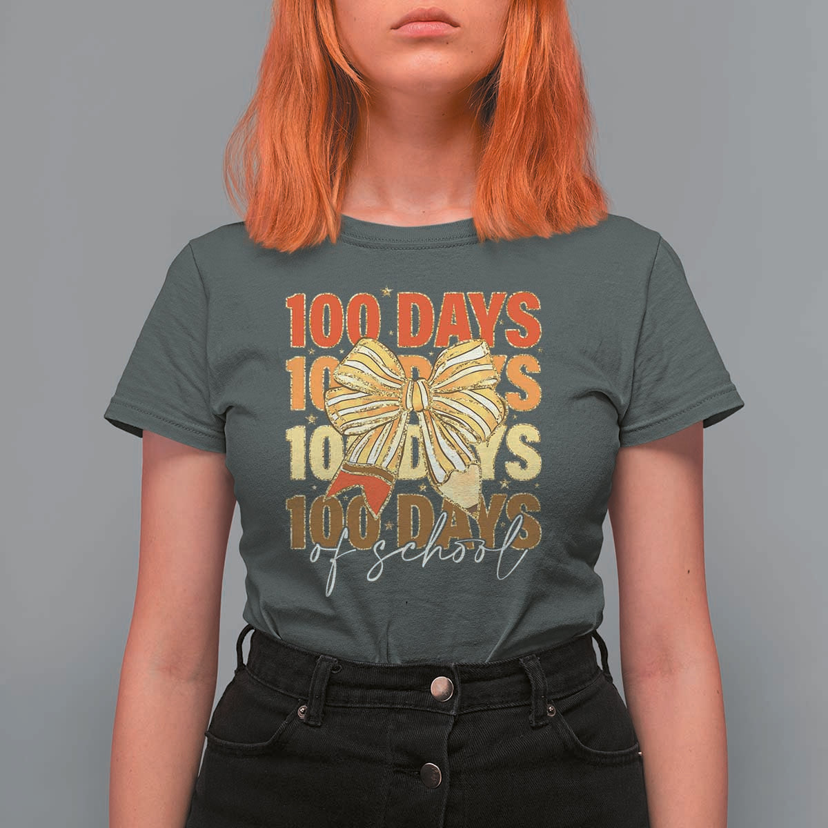 100 Days Of School Coquette Pencil Bow T Shirt For Women