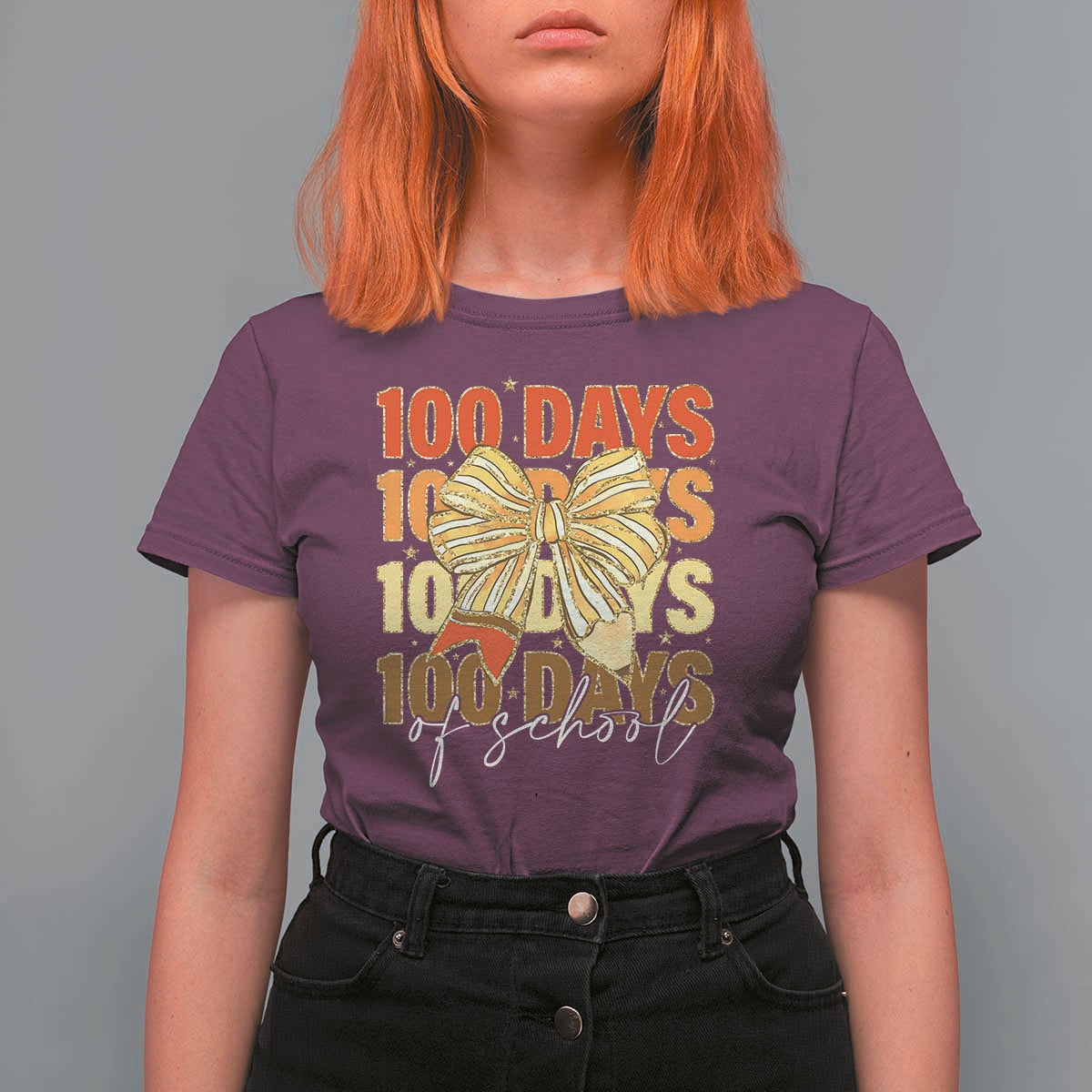 100 Days Of School Coquette Pencil Bow T Shirt For Women
