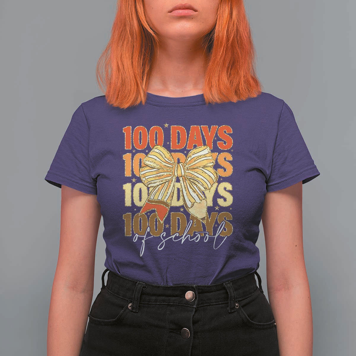 100 Days Of School Coquette Pencil Bow T Shirt For Women