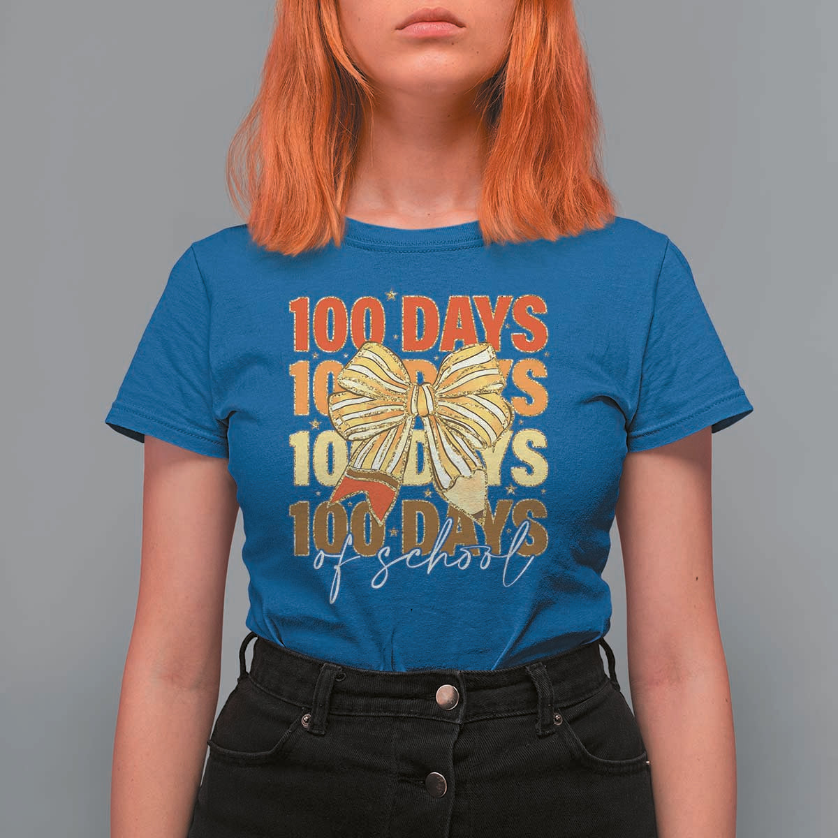 100 Days Of School Coquette Pencil Bow T Shirt For Women