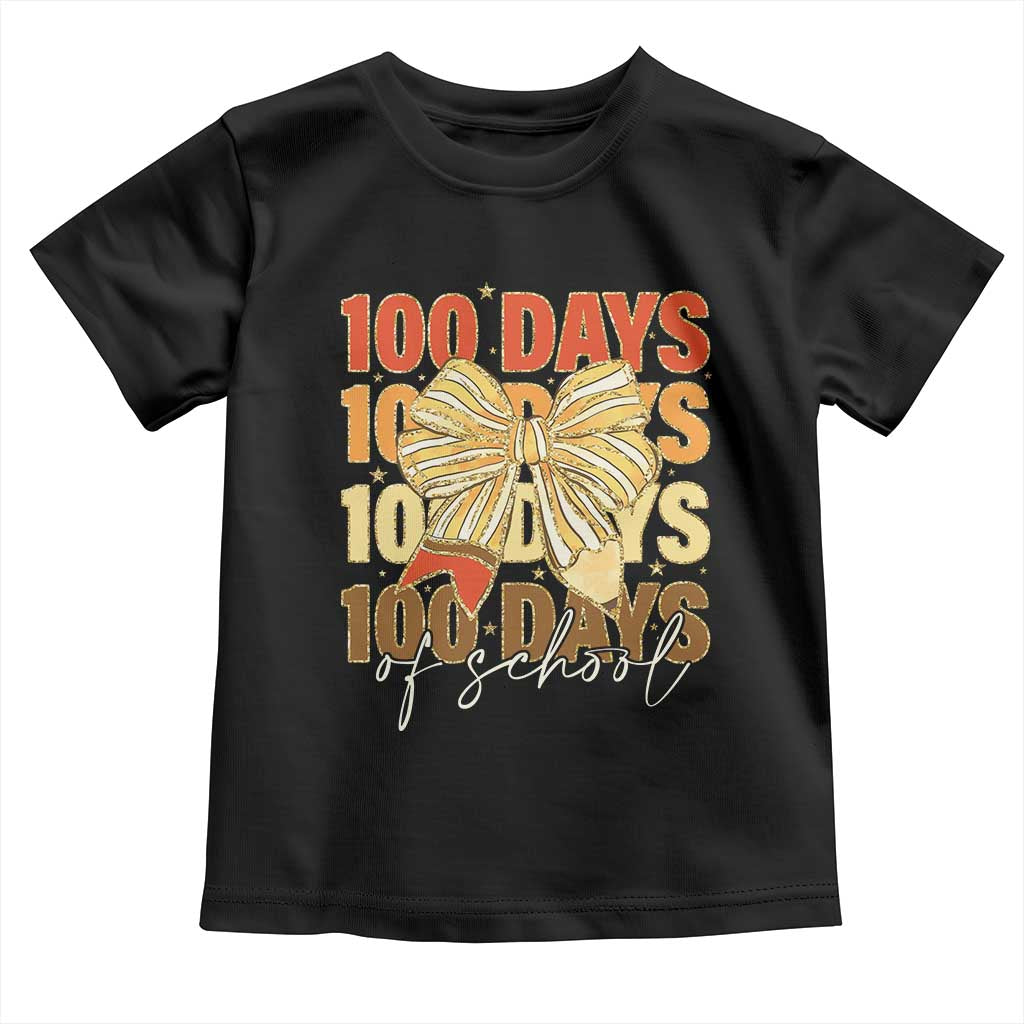 100 Days Of School Coquette Pencil Bow Toddler T Shirt