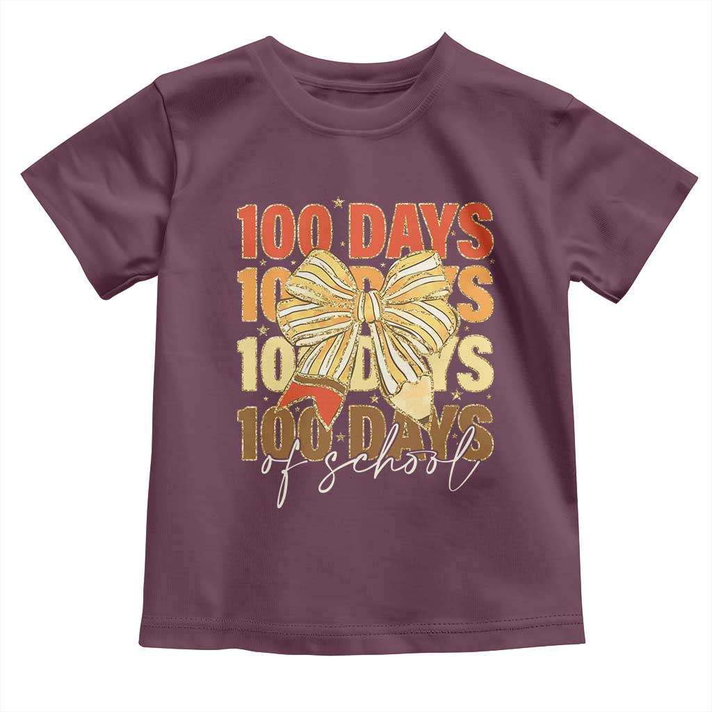 100 Days Of School Coquette Pencil Bow Toddler T Shirt