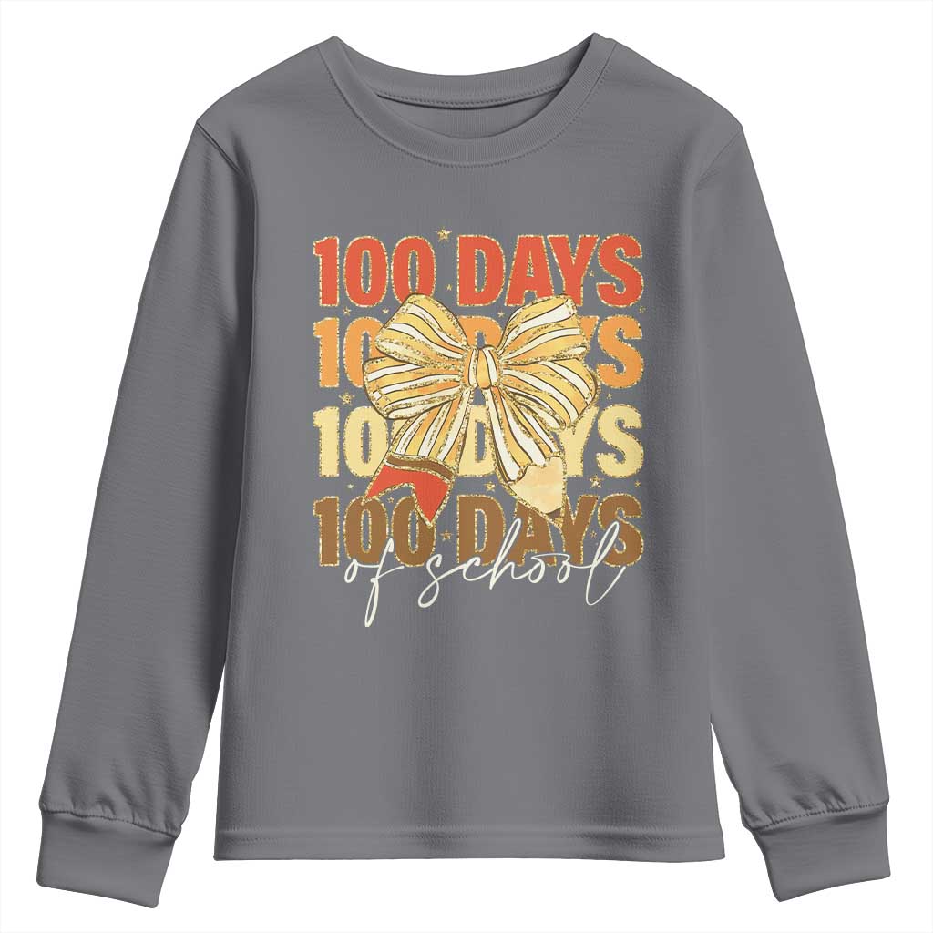 100 Days Of School Coquette Pencil Bow Youth Sweatshirt